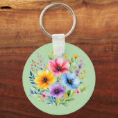水彩画の野生の花 キーホルダー (正面)