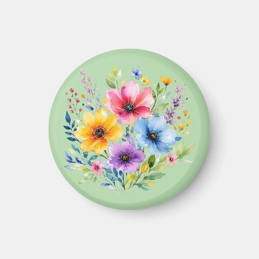 水彩画の野生の花 マグネット (正面)