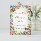 水彩画の野生の花 STD に 蝶々 セーブザデート (スタンド正面)