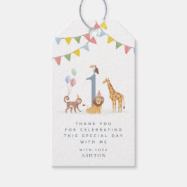 水彩画の野生動物 ワイルドワン ありがとう ギフトタグ