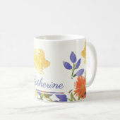 水彩画の野生花のパーソナライズな一流のマグ コーヒーマグカップ (正面右)