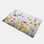 水彩画の野花のフィールド ドアマット (アングル)