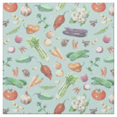水彩画の野菜及びスパイスパターン ファブリック (クローズアップ)