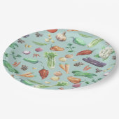 水彩画の野菜及びスパイスパターン ペーパープレート (アングル)
