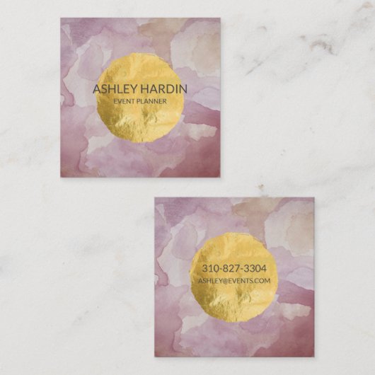 水彩画の金ぱくの名刺 スクエア名刺 (正面/裏面)