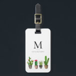 水彩画の鉢植えなSucculentsのモノグラムの荷物のラベル ラゲッジタグ<br><div class="desc">分類された水彩画のサボテンおよびsucculentsを特色にするお洒落で、モダンな荷物のラベル。</div>