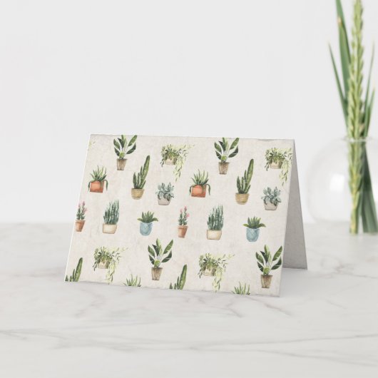 水彩画の鉢植え植物の種類 カード (正面)