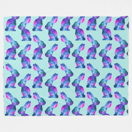 水彩画の銀河系のウサギパターン フリースブランケット