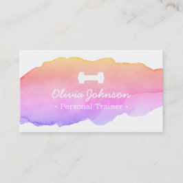 水彩画の銀河系のピンクの女性のフィットネスのトレーナー 名刺