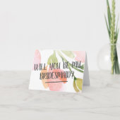 水彩画の開花私の新婦付添人です 招待状 (正面)