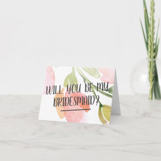 水彩画の開花私の新婦付添人です 招待状 (正面)