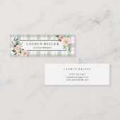 水彩画の開花|のパステル調の格子縞 スキニー名刺 (正面/裏面)