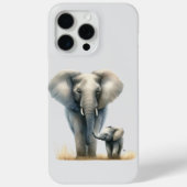 水彩画の雄大なアフリカゾウと赤ちゃん Case-Mate iPhoneケース (裏面)