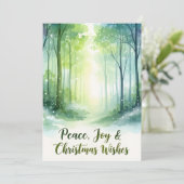 水彩画の雪の森 クリスマスカード (スタンド正面)