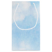 水彩画の雲および空の背景 スモールペーパーバッグ (裏面)