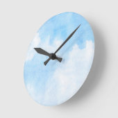 水彩画の雲および空の背景 ラウンド壁時計 (傾斜)