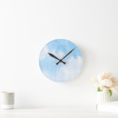 水彩画の雲および空の背景 ラウンド壁時計 (ホーム)