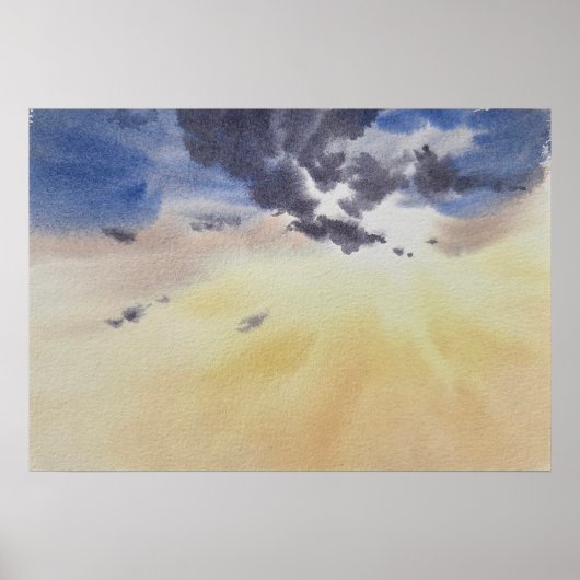 水彩画の雲の絵  ポスター (正面)