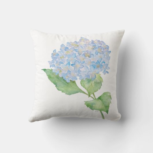 水彩画の青いアジサイの装飾用クッション クッション (裏面)