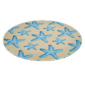 水彩画の青いヒトデパターン カッティングボード (角)