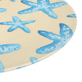 水彩画の青いヒトデパターン カッティングボード (角)