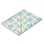 水彩画の青いヒトデパターン ノートブック (左側)