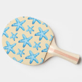 水彩画の青いヒトデパターン 卓球ラケット (横)