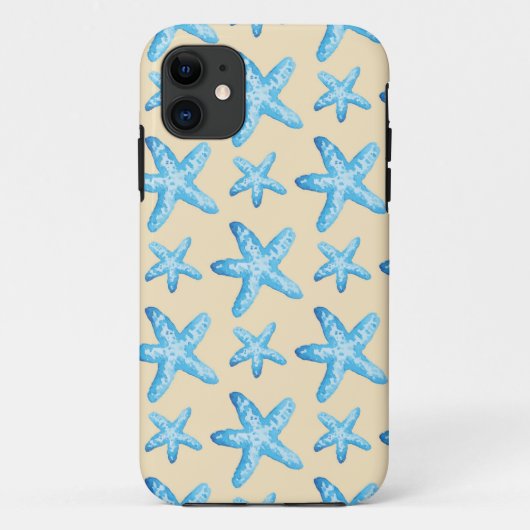 水彩画の青いヒトデパターン Case-Mate iPhoneケース (裏面)