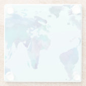 水彩画の青い世界地図 ガラスコースター (裏面)