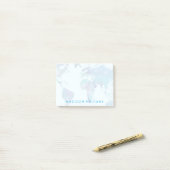 水彩画の青い世界地図 ポストイット (デスク上)