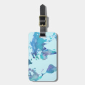 水彩画の青い世界地図 ラゲッジタグ (正面縦)
