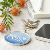 水彩画の青い勾配のピンクのハートの最も最高のなお母さん キーホルダー (側面)