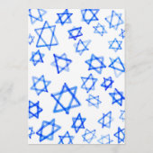 水彩画の青い星(ダビデの星) バー・バットミツバの記念品 メニュー (裏面)