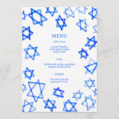 水彩画の青い星(ダビデの星) バー・バットミツバの記念品 メニュー (正面)