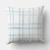 水彩画の青い格子縞の枕 クッション (裏面)