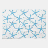 水彩画の青い海の星パターン キッチンタオル (横)