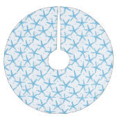 水彩画の青い海の星パターン ブラッシュドポリエステルツリースカート (正面)