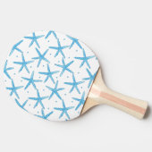水彩画の青い海の星パターン 卓球ラケット (横)