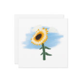 水彩画の青い空と黄色のひまわりアート カード (正面/裏面インサイチュ)