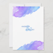 水彩画の青い紫色のすみれ色の結婚式招待状 招待状 (裏面)