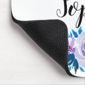 水彩画の青い紫色の花のリースのカスタムの文字 マウスパッド (コーナー)