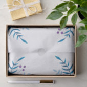 水彩画の青い紫色の花のリースのカスタムの文字 薄葉紙 (ギフト)