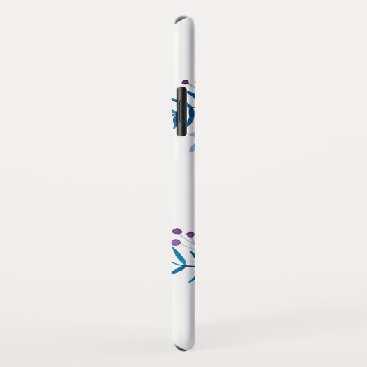 水彩画の青い紫色の花のリースのカスタムの文字 Case-Mate iPhoneケース (裏面/右)