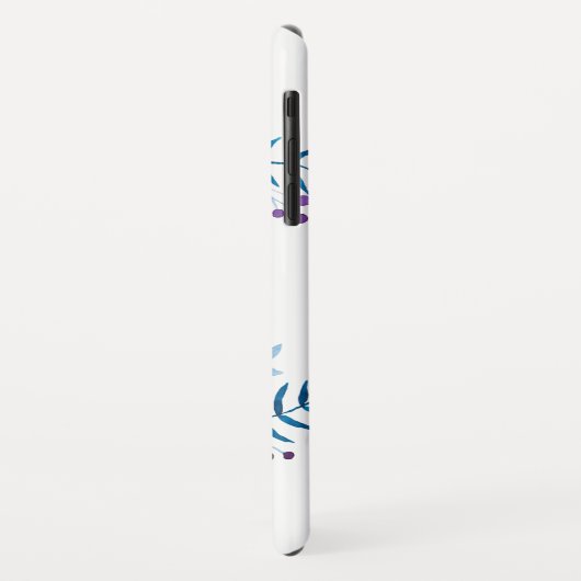 水彩画の青い紫色の花のリースのカスタムの文字 Case-Mate iPhoneケース (裏面/左)