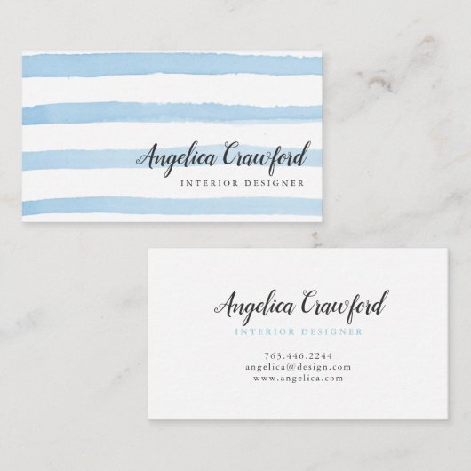 水彩画の青い縞 名刺 (正面/裏面)