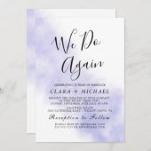 水彩画の青い色合い | 「私たち、もう一度」誓いの更新I 招待状 (正面/裏面)