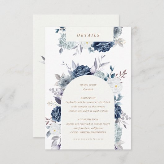 水彩画の青い花の繊細なディテールが盗まれる エンクロージャーカード (正面/裏面)