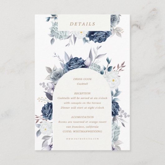 水彩画の青い花の繊細なディテールが盗まれる エンクロージャーカード (正面)