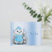 水彩画の青い花の鴨のポストカード ポストカード (スタンド正面)