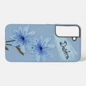 水彩画の青い野の花とクレヨンの名前 SAMSUNG GALAXYケース (裏面横)
